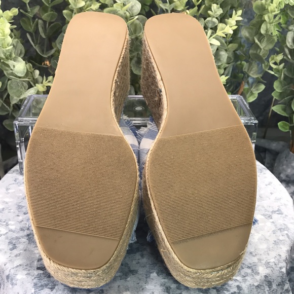 JustFab Yes Girl Lt.Blue & White Crossband Espadrille Wedges WMS 8.5☀️NWOT☀️ - Picture 8 of 12